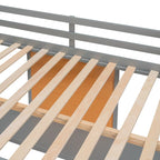 Cama alta tamaño matrimonial gris de ensueño con escritorio - Construcción de madera maciza de pino y MDF