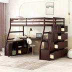 Cama alta individual con cajones, estantes y escritorio integrados para uso versátil