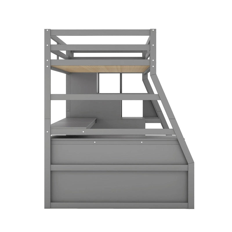 Cama alta individual con cajones, estantes y escritorio integrados para uso versátil