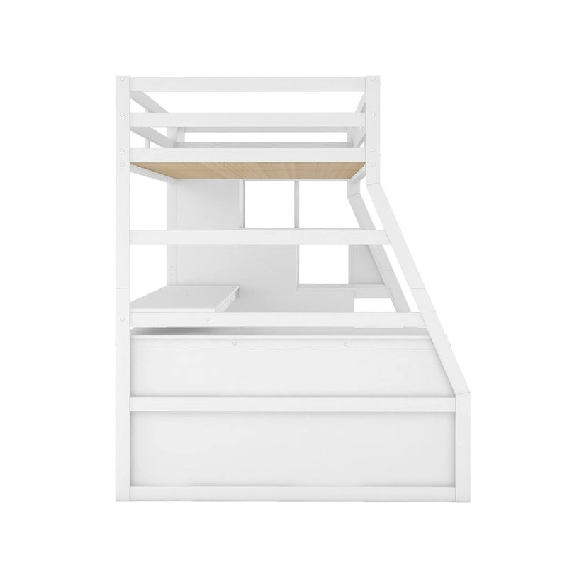 Cama alta individual con cajones, estantes y escritorio integrados para uso versátil