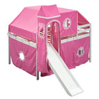 Cama alta individual/matrimonial con tienda y torre