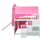 Cama alta individual/matrimonial con tienda y torre