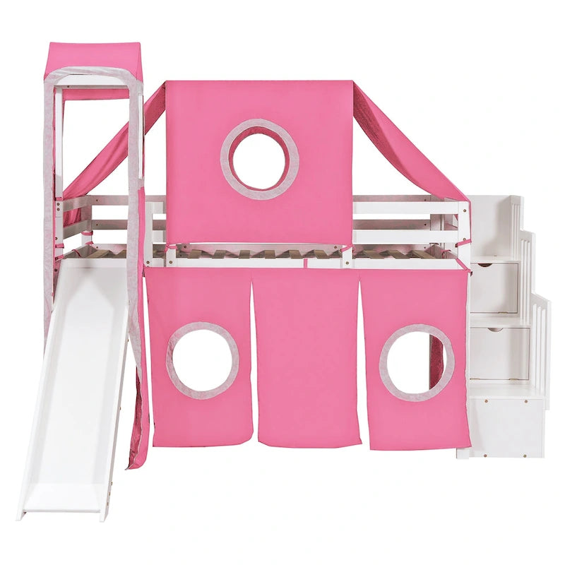 Cama alta individual/matrimonial con tienda y torre