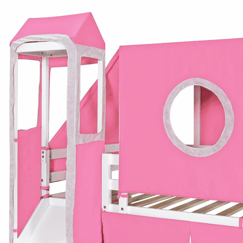 Cama alta individual/matrimonial con tienda y torre