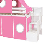 Cama alta individual/matrimonial con tienda y torre