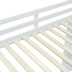 Cama alta de madera de tamaño completo con estantes grandes, escritorio y luz LED