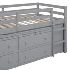 Cama alta individual con escritorio retráctil y 4 cajones
