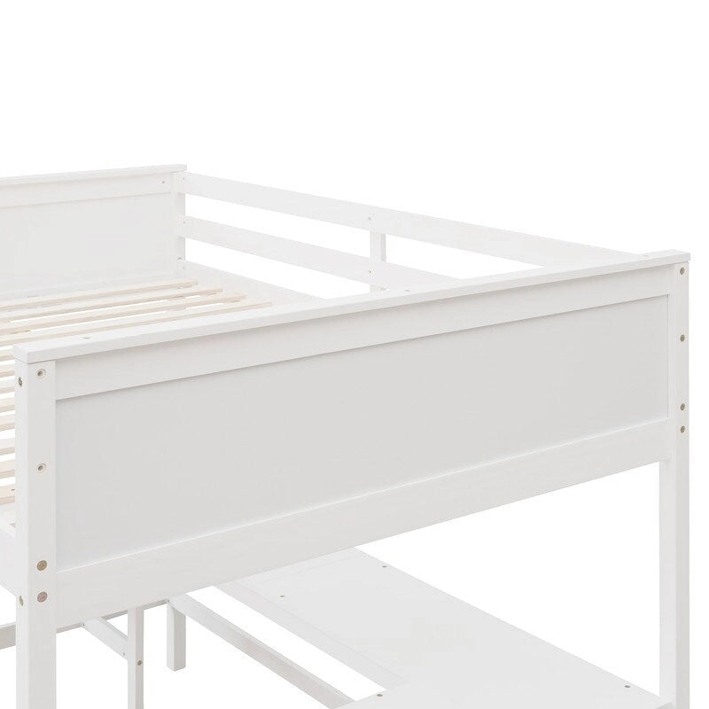 Cama alta de tamaño completo con estantes y escritorio