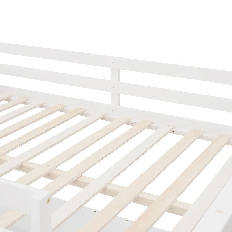 Cama alta de tamaño completo con estantes y escritorio
