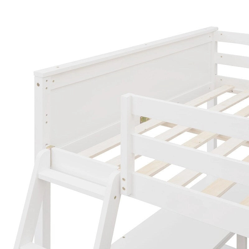 Cama alta de tamaño completo con estantes y escritorio