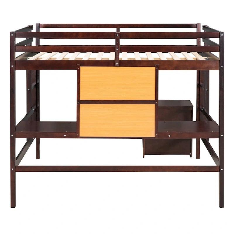 Cama alta de tamaño completo con escritorio y tablero para escribir