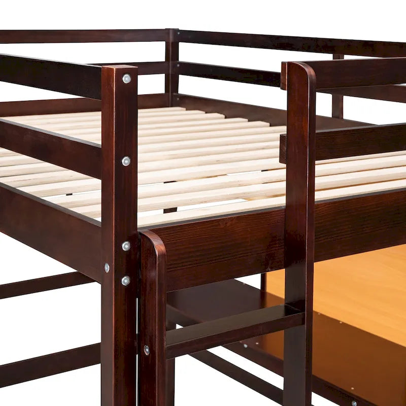 Cama alta de tamaño completo con escritorio y tablero para escribir