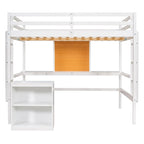 Cama alta de tamaño completo con escritorio y tablero para escribir