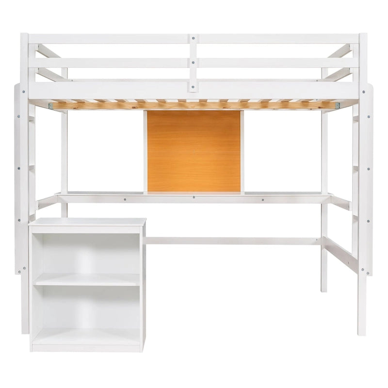 Cama alta de tamaño completo con escritorio y tablero para escribir