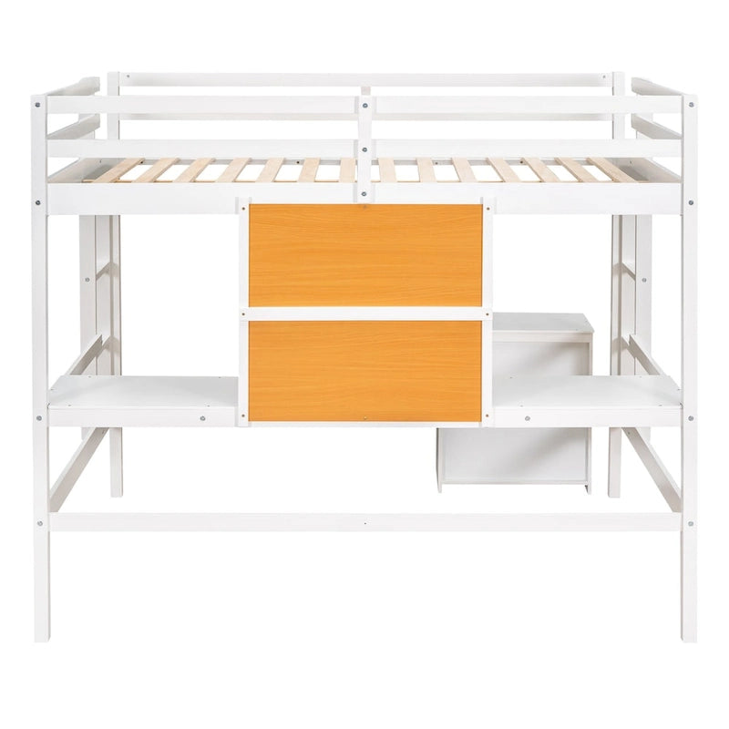 Cama alta de tamaño completo con escritorio y tablero para escribir
