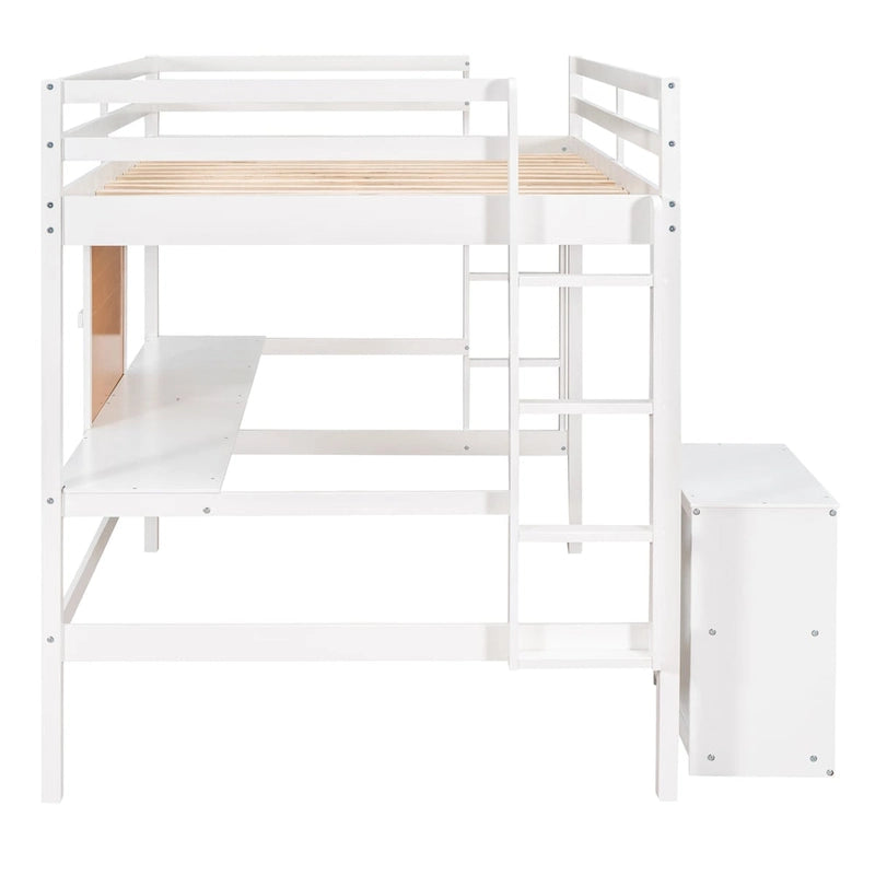 Cama alta de tamaño completo con escritorio y tablero para escribir