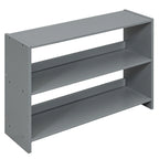 Cama loft baja individual con dos estantes móviles y escalera