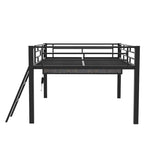 Cama tipo loft media tamaño completo para juegos con escritorio, LED