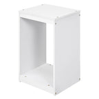 Cama alta doble/matrimonial con escritorio multi-almacenamiento, luz LED y bandeja de noche, estación de carga, blanco