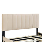 Cama de plataforma tamaño Queen tapizada en terciopelo con 2 cajones y 1 nido Twin XL